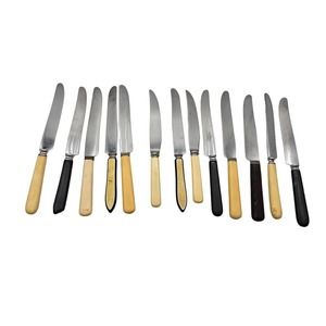 Bakelite Silverware Knives Mixed Lot 13‎ Various Colors Conditions Stainless